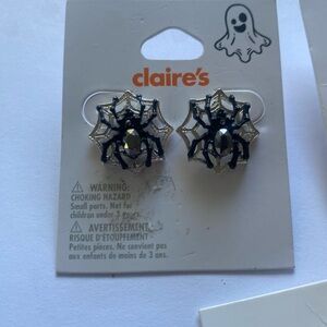Claire's Black and Silver Spider Web Stud Earrings